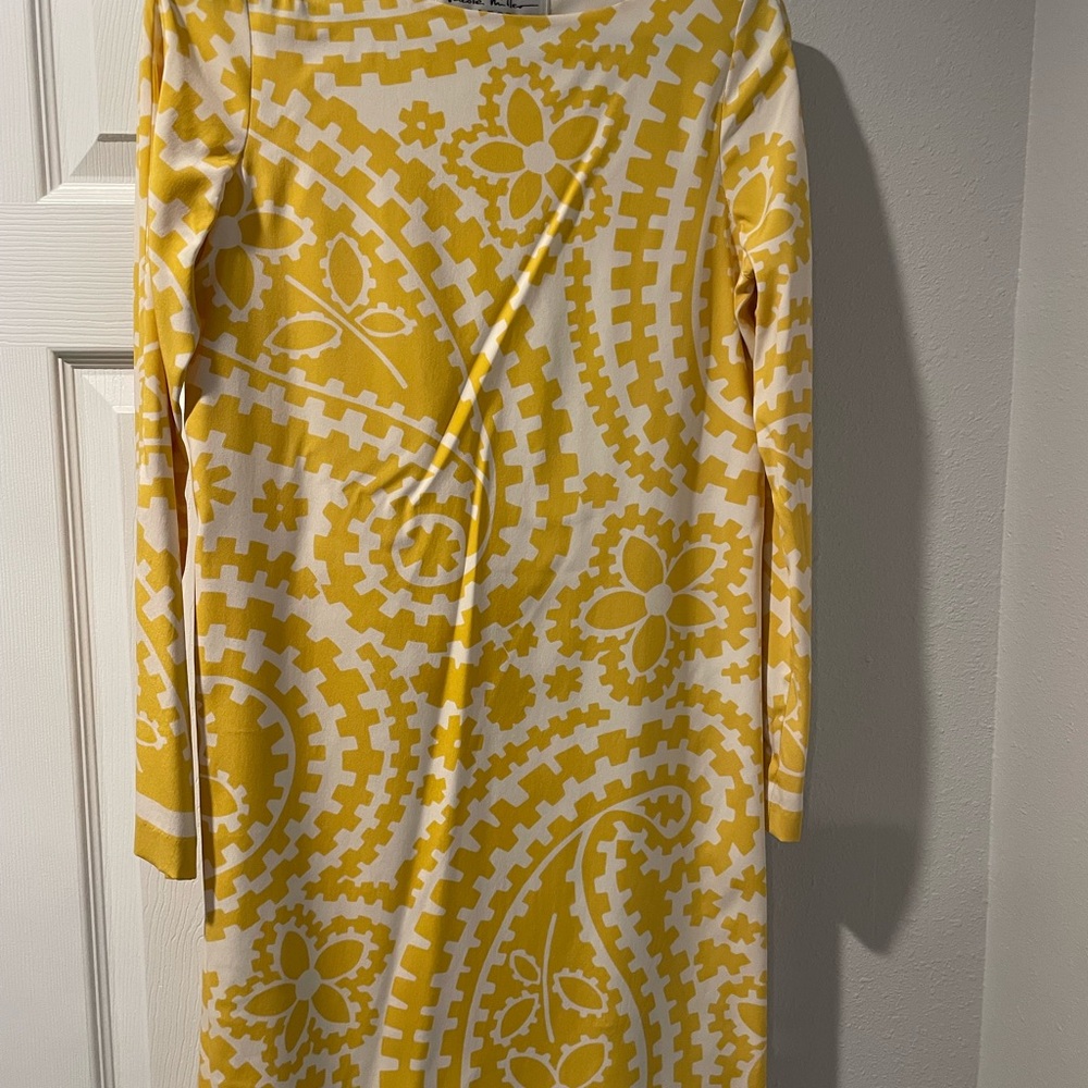 Yellow and White Patterned Women's Dress